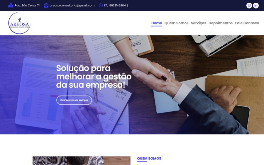 Prévia do site Areosa Consultoria