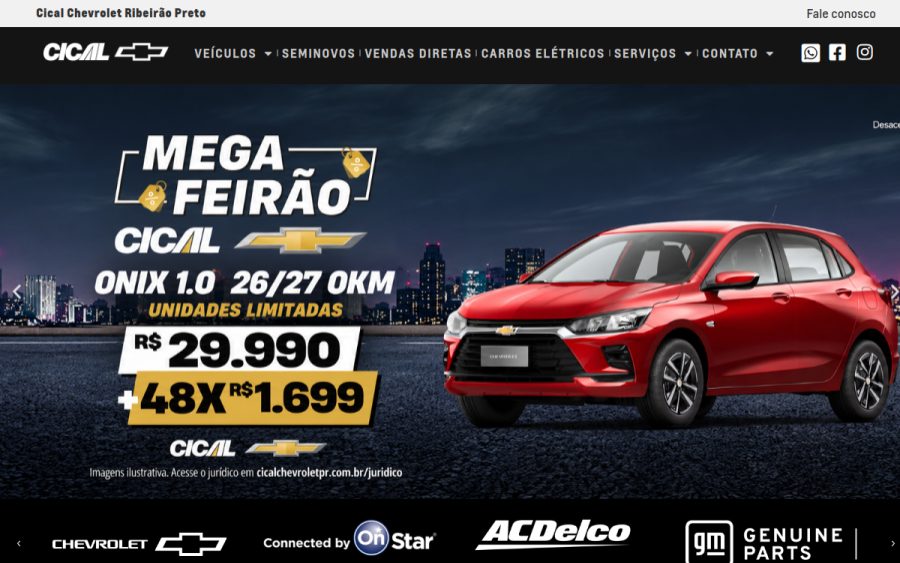 Prévia do site Cical Chevrolet Ribeirão Preto
