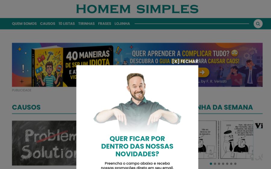 Prévia do site Homem Simples