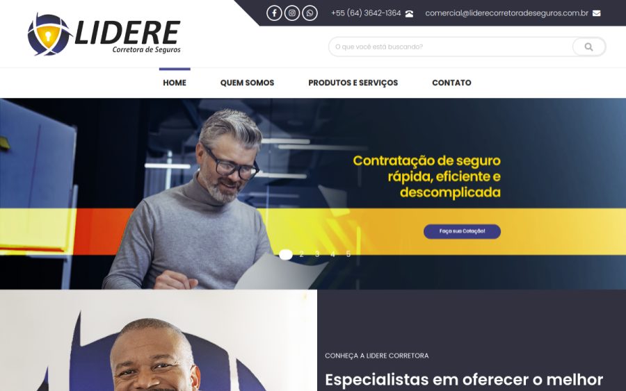 Prévia do site Lidere Corretora de Seguros