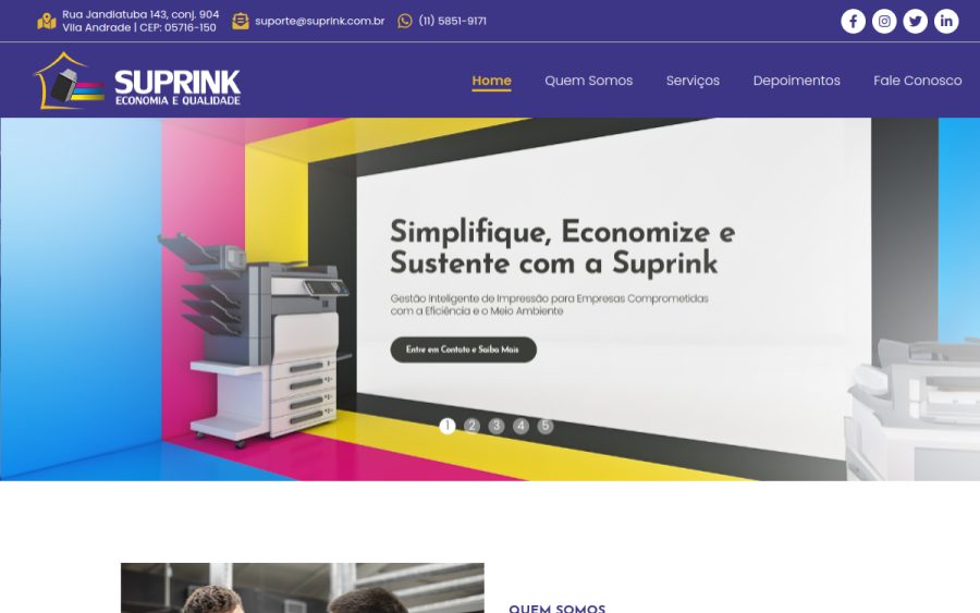 Prévia do site Suprink