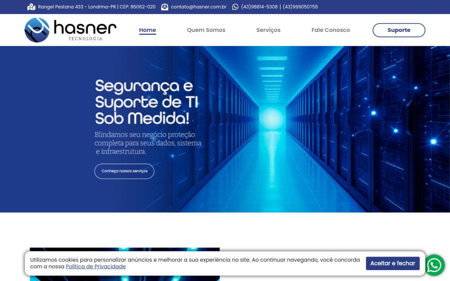 Prévia do site HASNER 