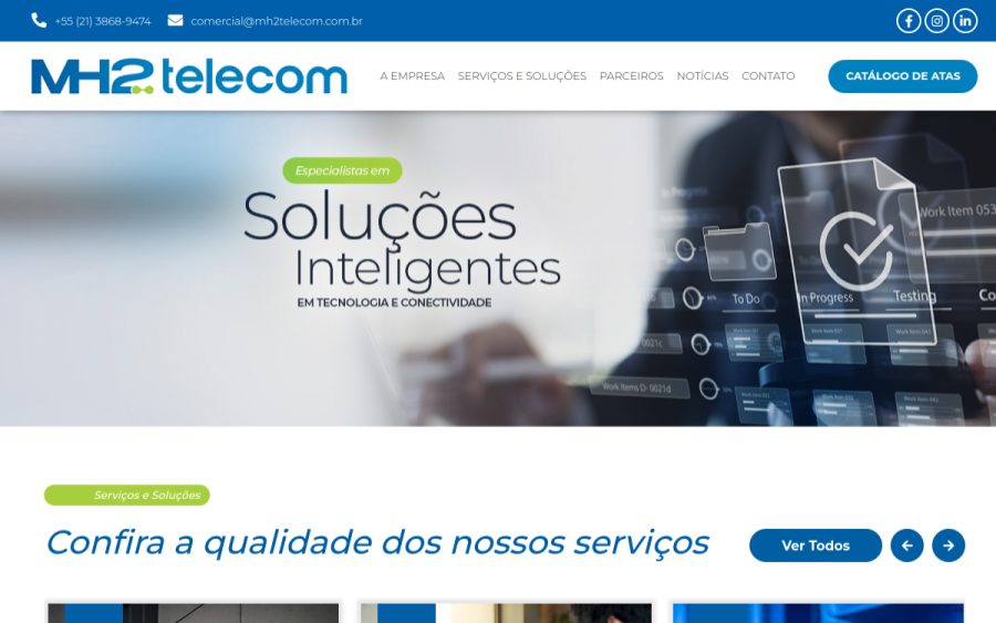 Prévia do site MH2 Telecom