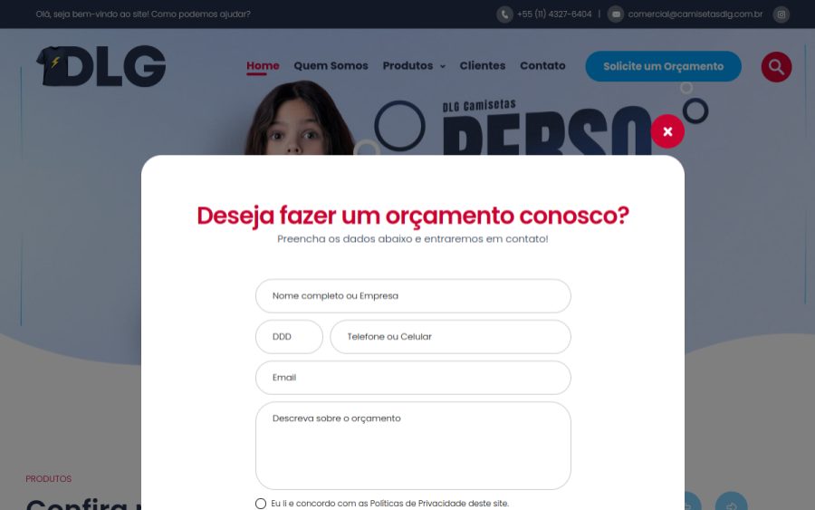 Prévia do site DLG Camisetas