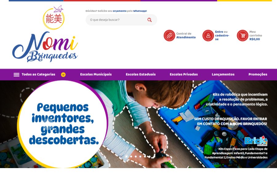 Prévia do site Nomi Brinquedos