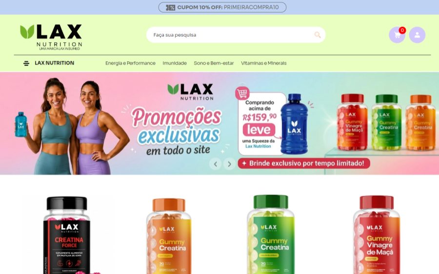 Prévia do site Lax Nutrition