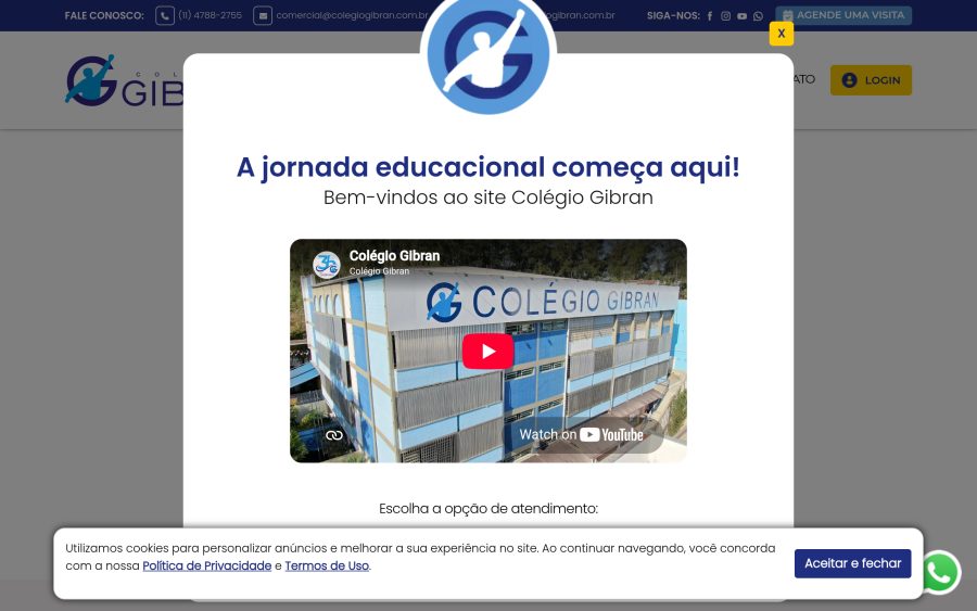 Prévia do site Colégio Gibran