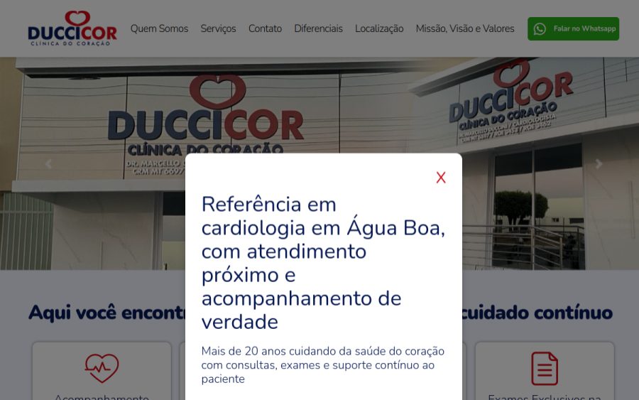 Prévia do site Clínica Duccicor