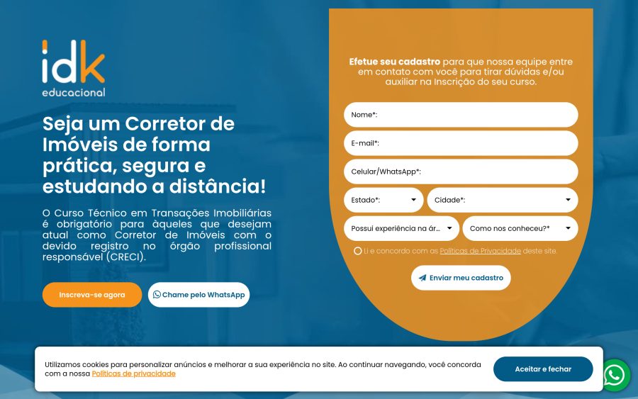 Prévia do site IDK Educacional - Seja um Corretor de Imóveis com CRECI