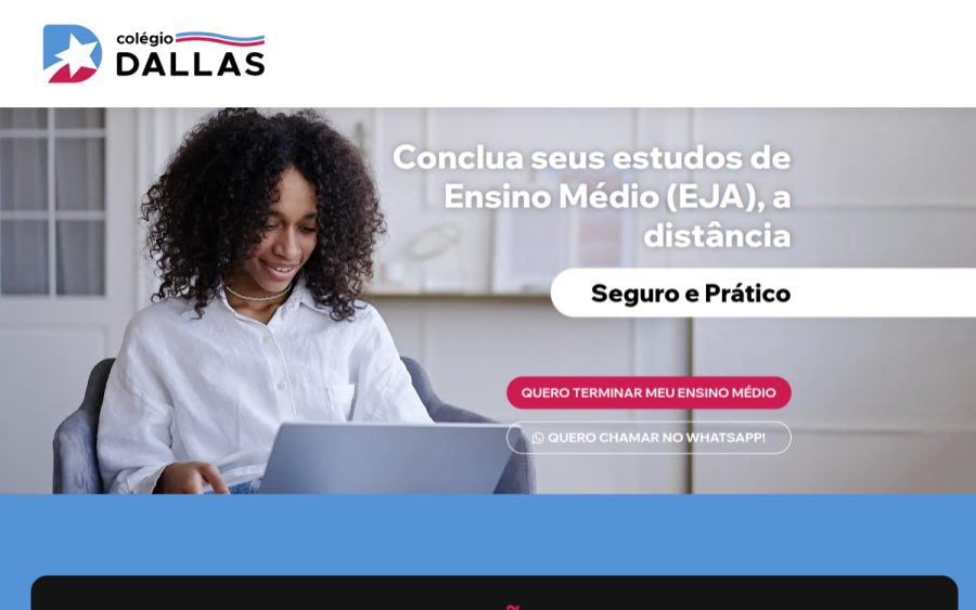 Prévia do site Supletivo a Distância do Colégio Dallas