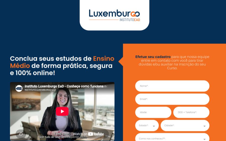 Prévia do site Instituto Luxemburgo EAD