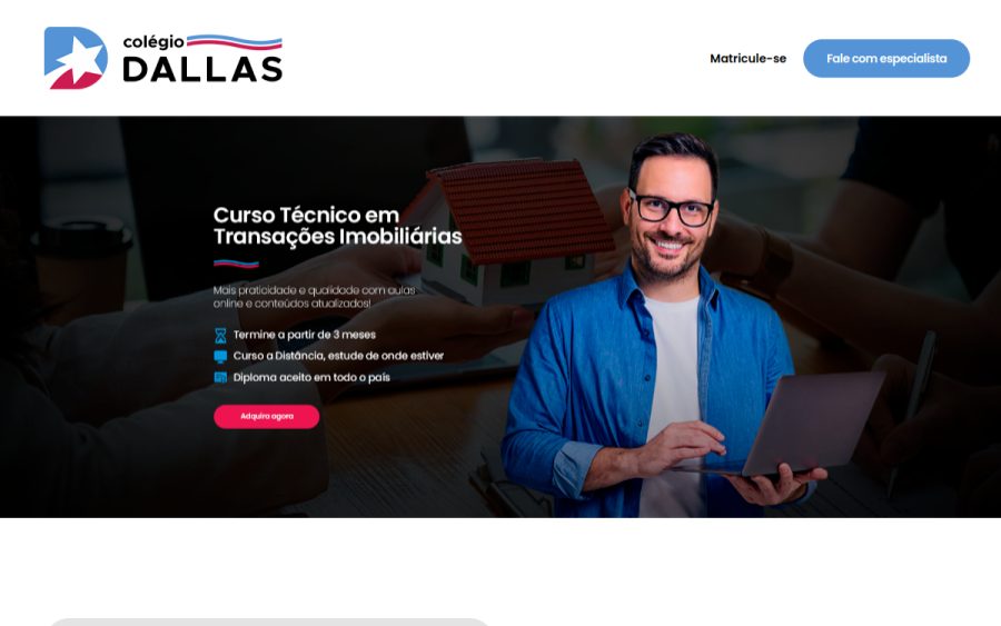 Prévia do site Colégio Dallas - Curso CRECI TTI