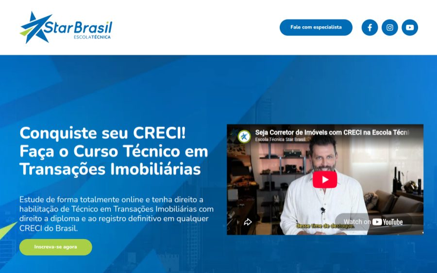 Prévia do site Escola Técnica Star Brasil