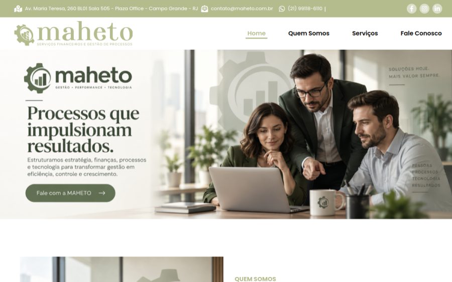 Prévia do site maheto