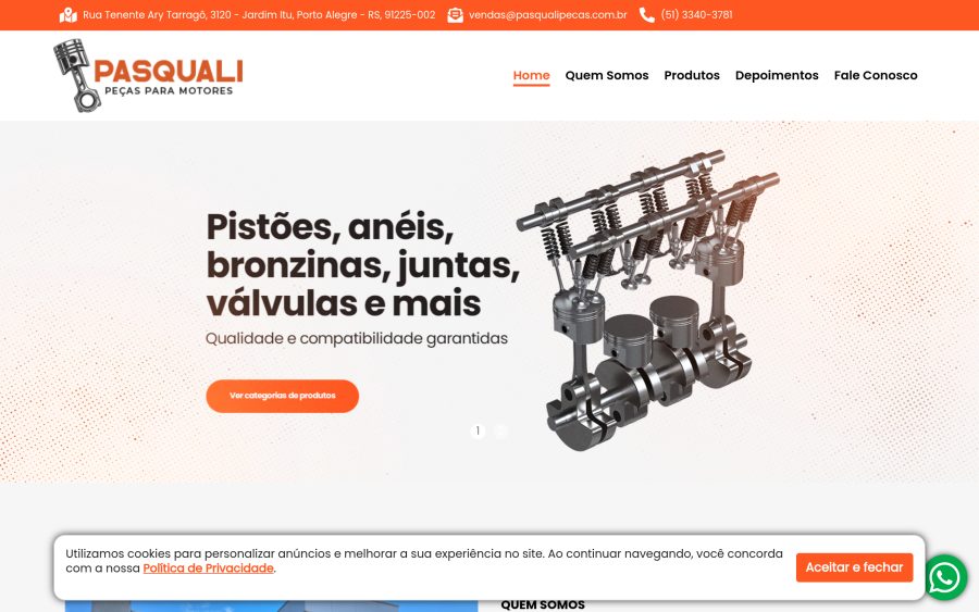 Prévia do site Pasquali Peças