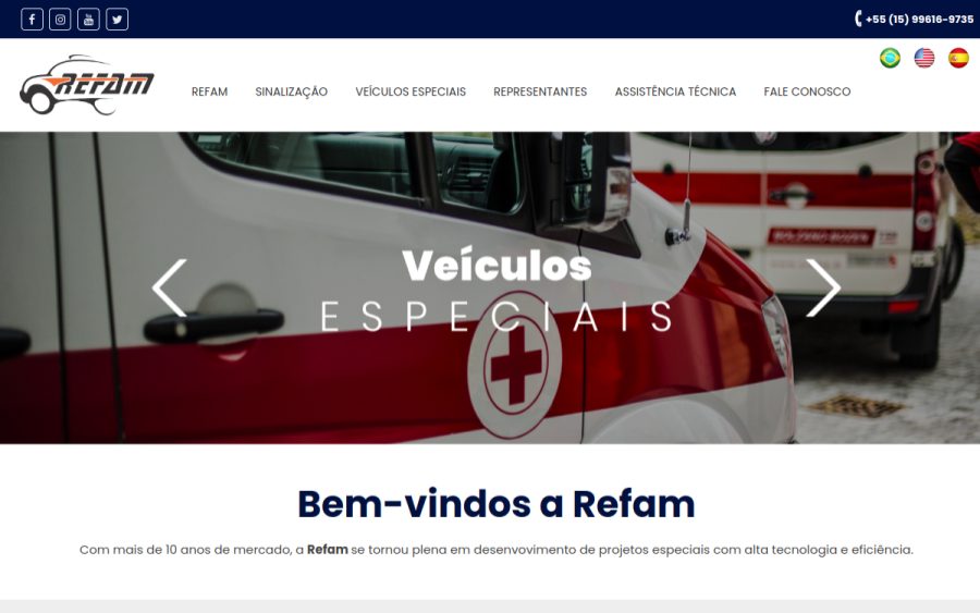 Prévia do site Refam Veículos Especiais