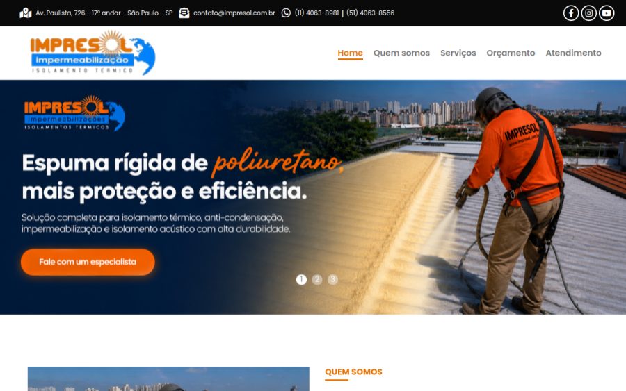 Prévia do site IMPRESOL | Isolamento Térmico