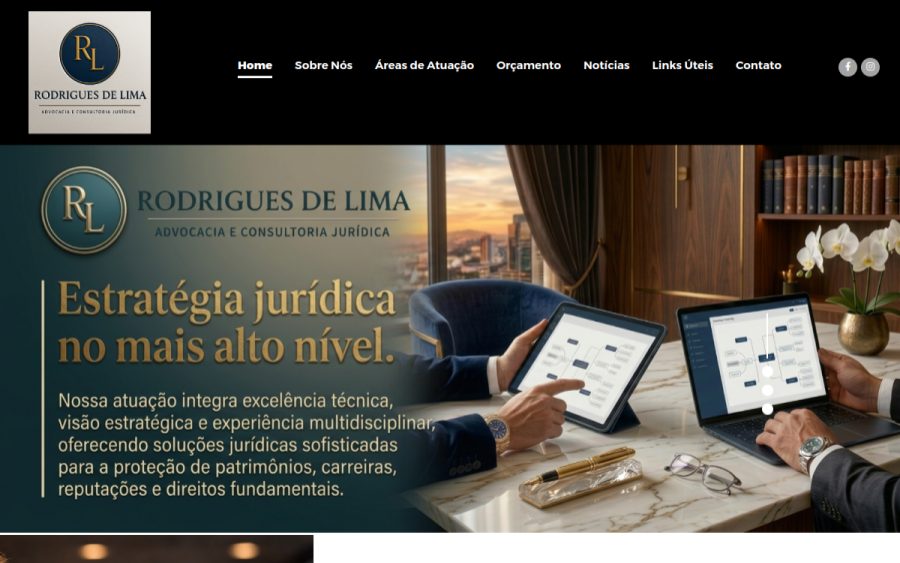 Prévia do site Rodrigues de Lima Advocacia Estratégica | Inteligência Jurídica, Proteção e Resultados