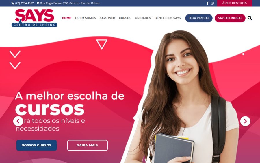 Prévia do site Says