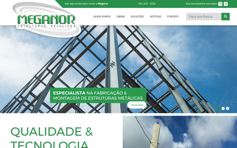 Prévia do site MEGANOR