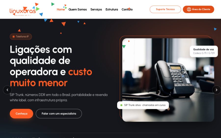 Prévia do site Linuxbras