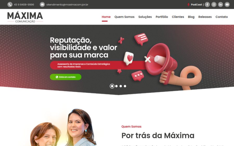 Prévia do site Máxima Comunicação