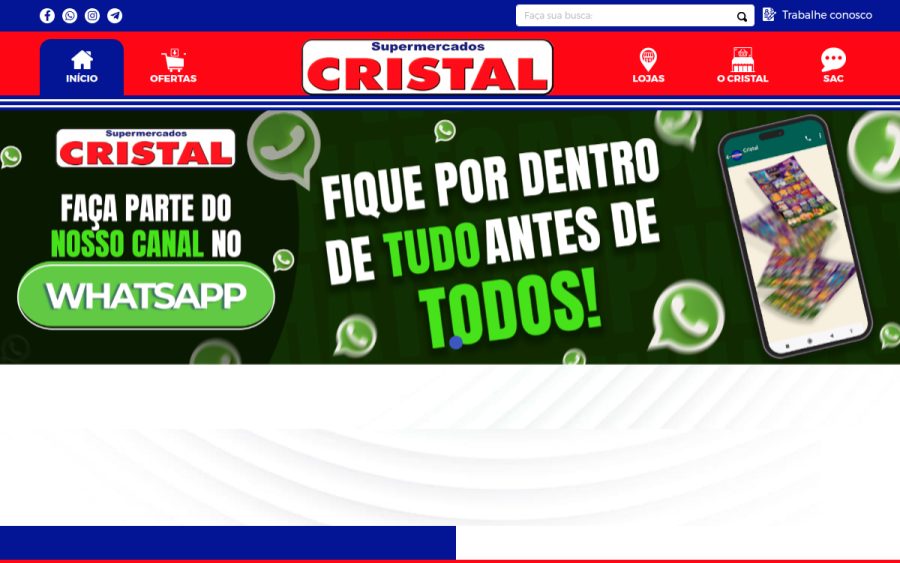 Prévia do site Supermercados Cristal