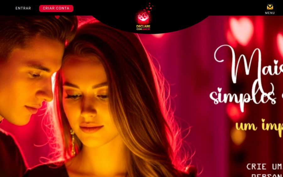 Prévia do site Declare com Amor