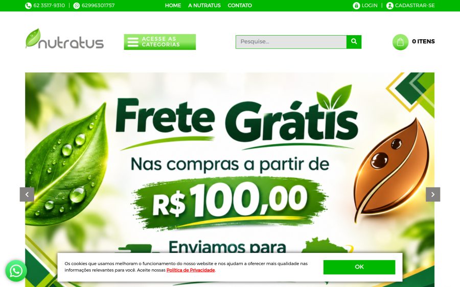 Prévia do site Nutratus