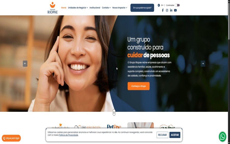 Prévia do site Grupo Riopae