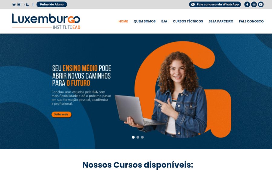 Prévia do site Instituto Luxemburgo de Educação a Distância