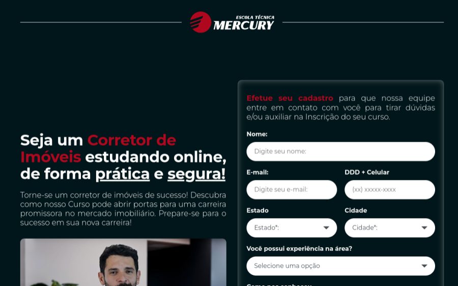 Prévia do site Seja um Corretor de Imóveis com o Curso Técnico da Escola Técnica Mercury
