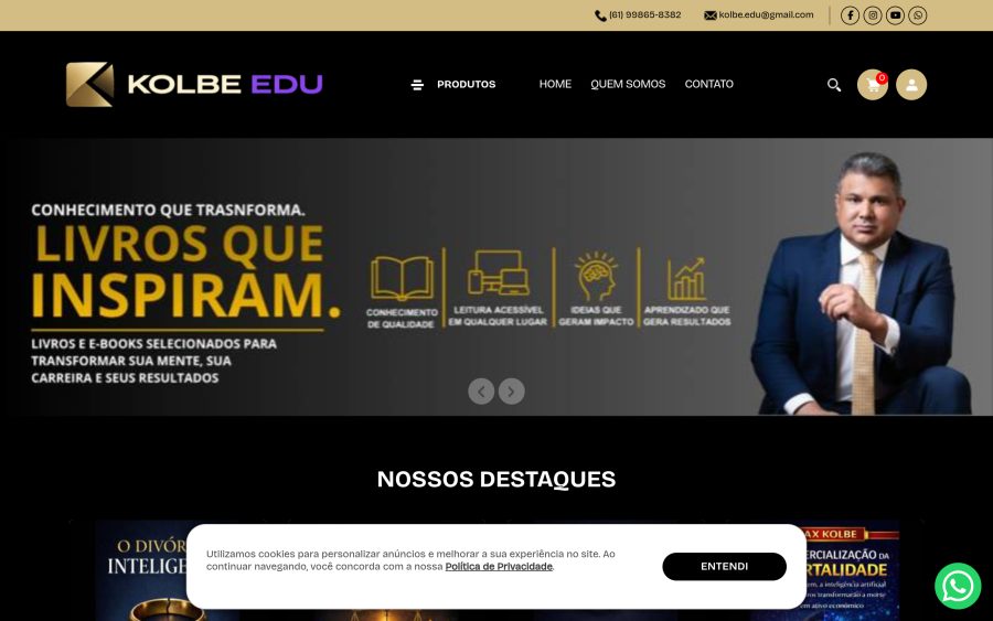 Prévia do site Kolbe educação digital
