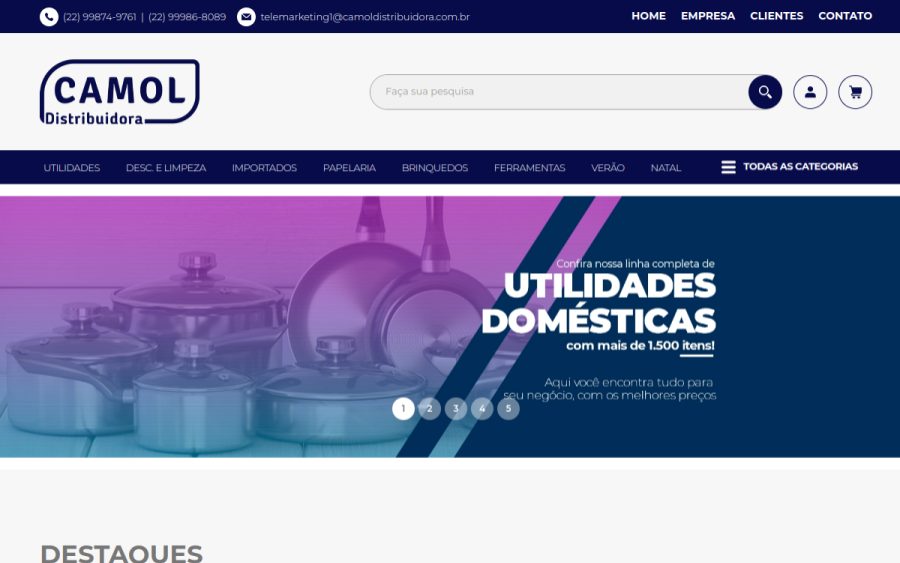 Prévia do site Camol Distribuidora
