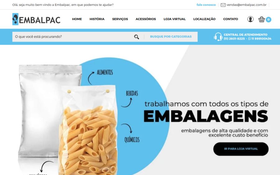 Prévia do site Embalpac